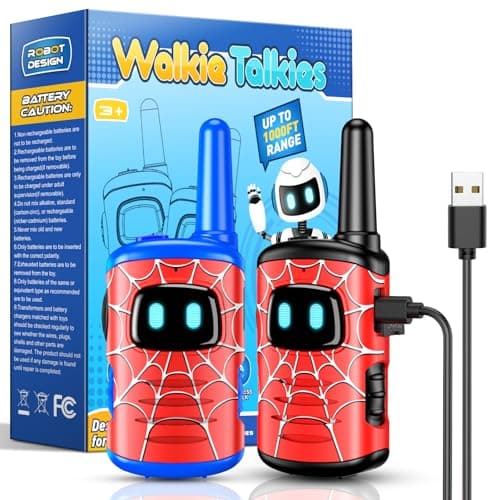 Toyokid Jouet Garcon 3 4 5 6 7 8 Ans, Spider Talkie Walkie Enfants Rechargeable Cadeau Garcon 3-10 Ans Spider Jouets d'extérieur pour Enfants Jouet Fille 3-8 Ans Talkie Walkie Enfants