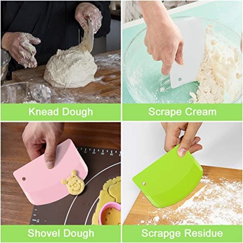 Vilcoon Grattoir à Pâte en Plastique,3Pièces Grattoir à Pâte Coupe-pâte Grattoir Qualité Alimentaire Qui Est Sûr et Sain Pas Facile à Casser Pour Cuisine,Pâtisserie Crêpes Le