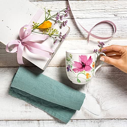 Villeroy & Boch Mariefleur Basic Mug à café, 350 ml, Hauteur : 9 cm, Porcelaine Premium, Blanc/Multicolore