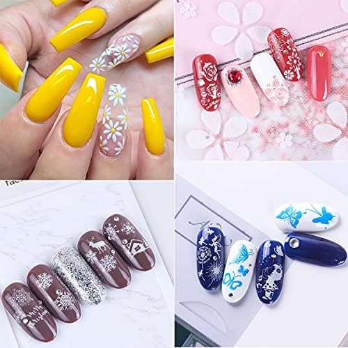Luvadeyo Lot de 6 plaques de nail art, avec 1 tampon transparent, grattoir, outil pour femmes et filles