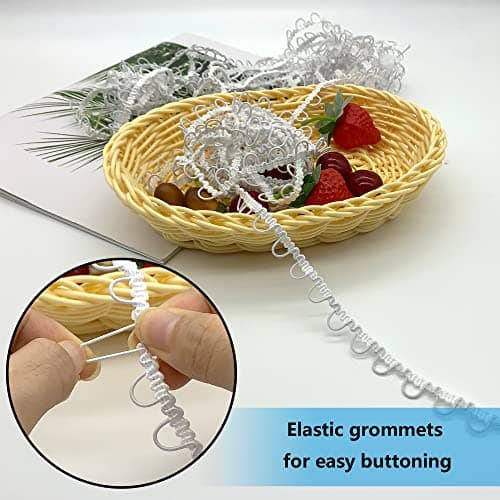 DHER Boutonnière Élastique Élastique avec Boutonnière 9 m Boutonnière Cordon Élastique Boucle Élastique pour Collier Femme, Ornement de Boutonnière en Dentelle Extensible Extensible de Mariage (#2)
