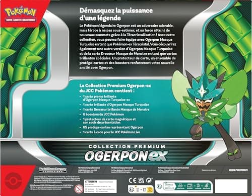 JCC Pokémon : Collection Premium Ogerpon-ex (3 Cartes Brillantes et 6 boosters)