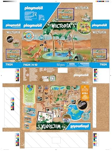 Playmobil 71624 Explorateurs avec Animaux australiens - Wiltopia - Comprend Deux Personnages, Une Mare, des Animaux Ainsi Que des Accessoires - Dès 4 Ans