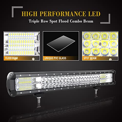 SKYWORLD 58cm 324W Barre Lumineuse LED de Travail avec 12v faisceau de câblage kit, 2 pcs aimanté support, LED Light Barre pour 4x4 Voiture Camion Tracteur Offroad Véhicules ATV UTV