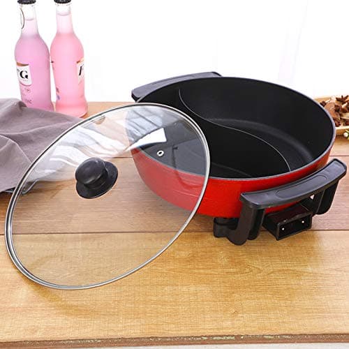Pot de canard mandarin, Double Hot Pot, Fondue chinoise, Hot Pot électrique multifonctionnel antiadhésif domestique de 6L de grande capacité, Rouge.
