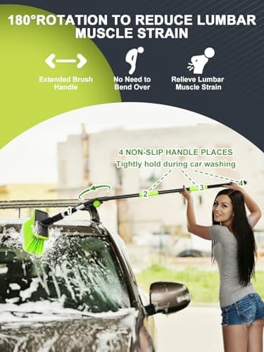 151cm PBT 180° Brosse Lavage Voiture Rotative Manche Long La Nouvelle TêTe Brosse N’Est Pas Facile à Produire Cheveux Flottants pour Balayage Neige SUV Truck RV Caravan Nettoyage IntéRieur ExtéRieur