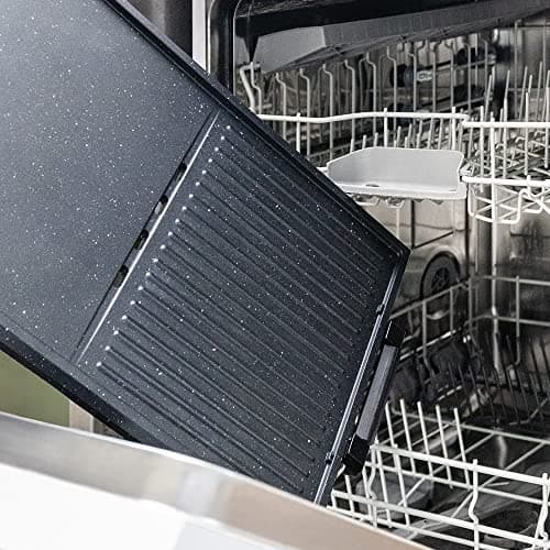 Cecotec PerfectRoast 3000 Barbecue électrique en inox 3 000 W, surface de cuisson mixte, revêtement anti-adhésif Rockstone, thermostat réglable, bac ramasse-graisses 03182
