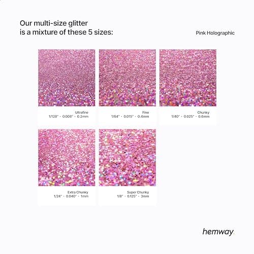 Paillettes pour artisanat gobelets en résine holographique rose de plusieurs tailles cartes bijoux de Noël bougies épaisses et fines 100 g/3,5 oz