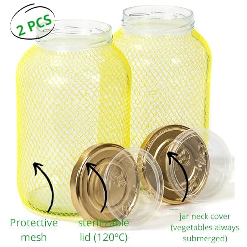 myFERMENTS Bocaux en Verre Avec Couvercle - Grand Mason Jar de 4.25 l- Bouteille à Large Goulot pour Infuser de Gros Morceaux de Fruits - Récipient Alimentaire Hermétique Sans Odeurs - Set de 2