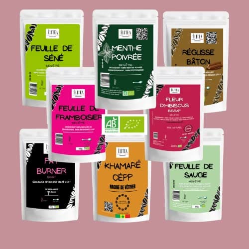 Infusion pour jambes légères à base de feuille de vigne rouge, hibiscus, cassis et menthe poivrée - Favorise la circulation sanguine et soulage les hémorroïdes
