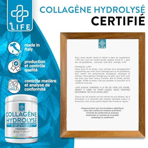 Collagene Et Acide Hyaluronique 330g Avec Vitamine C PiuLife® Peptide De Collagene Hydrolysé Poudre De Type 1, Complément Pour La Peau, Cheveux, Ongles, Articulations, Collagène Bovin Sans Arôme