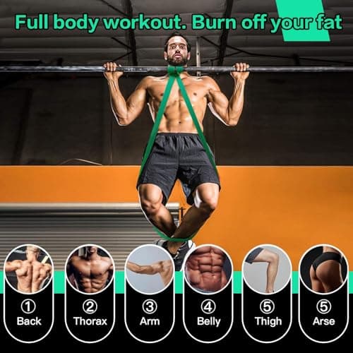 Lot de 6 Bande Elastique Musculation, Bande Elastique Fitness avec Ancrage de Porte et Sac de Rangement, Resistance Band pour Entraînement, Pull-Up, Yoga, Pilates pour Hommes et Femmes