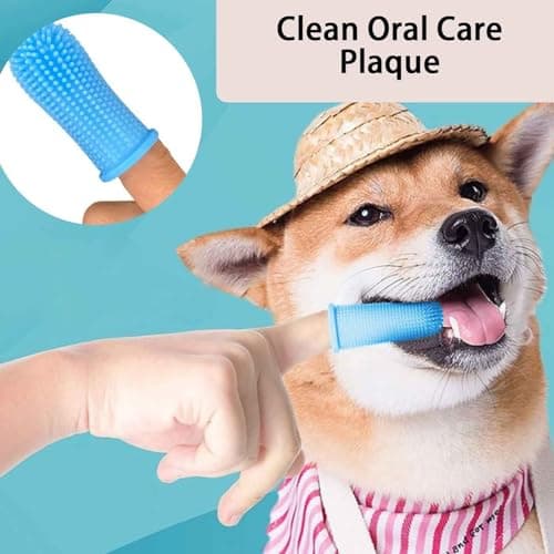 GWAWG 4Pièces Brosse a Dent pour Chien,Brosse a Dent Chien Silicone, Brosse a Dent Chat, Réutilisable Avec Boîte