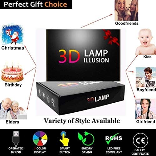 Illusion Optique 3D Aigle Nuit Lampe 16 Couleurs Changeantes Puissance USB Télécommande Contact Switch Lampe Décorative LED Lampe de Table Anniversaire Noël Cadeau Enfants Jouets