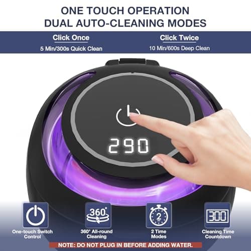 Aoskie Nettoyeur Ultrasons 42kHz/30W pour Prothèses Dentaires, Aligneurs, Protège-dents, Bijoux, Tête de Brosse à Dents, 180ML Ultrasonic Cleaner pour Appareils Dentaires à Domicile ou en Voyage