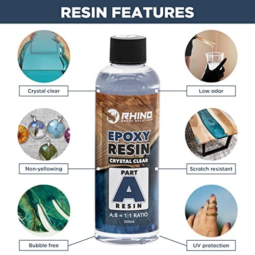RHINO Smart Solutions Résine Epoxy Transparente - Kit Complet pour Commencer Resine Liquide Epoxide + Durcisseur (1:1) Verre Effet Accessoires, Pigments | Artisanat, Bijoux, Bricolage, Revêtement
