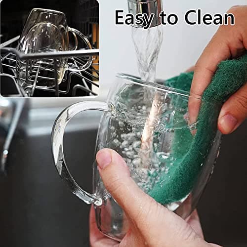 Buumin Lot de 4 Tasses en Verre à Cappuccino, 350ml Verres Double Paroi, Tasses à Café en Verre Isolées avec Poignée, Verres Transparent pour Latte, Thé, Jus, Lait, Boissons Chaudes Froides(4x350ml)