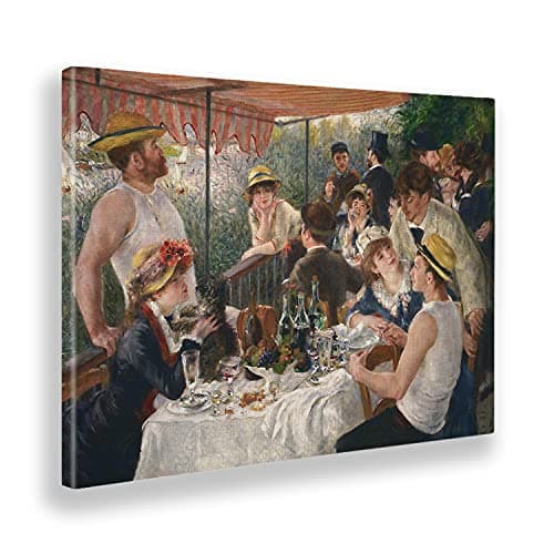 Giallobus - Cadre - Pierre Auguste Renoir - Déjeuner en bateau - Toile à cadre standard - 70x50 - Prêt à accrocher - Peintures modernes pour la maison