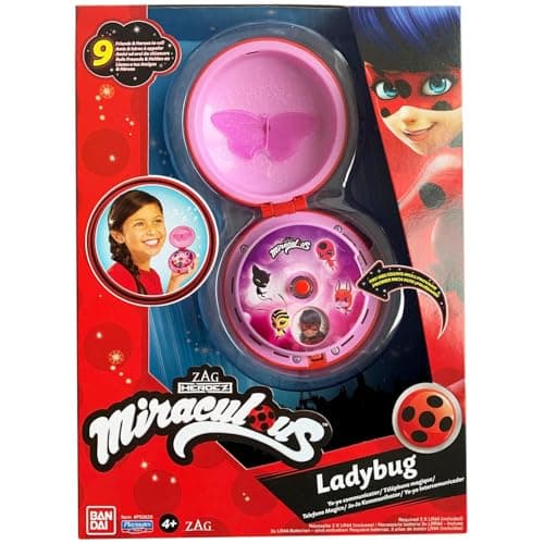 Bandai - Miraculous - Téléphone Magique de Ladybug - Accessoire de Role Play pour se déguiser en Ladybug - Jouet Miraculous sonore et Lumineux - Parle Français - Jouet Enfant 4 Ans et + - P50629