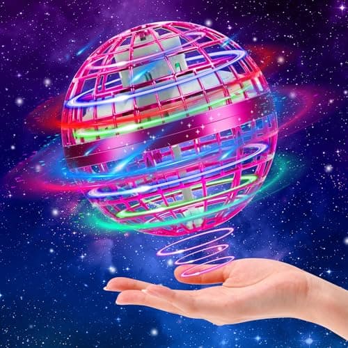 SUPRBIRD Jouets de Balle Volante, Boule Volante Lumineuse, Fly Spinner, Boomerang Ball, Flying Orb Hover Ball, Mini Flying Boomerang Toy, Rotation à 360° Jouet Orbe Volant pour Enfants (Rose)