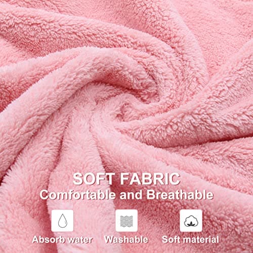 Cheveux Serviette, Rayyl 2 pièces Serviettes de Séchage pour Cheveux avec Boutons, Serviette à Cheveux en Microfibre Super Absorbante Cheveux Secs Rapidement pour Femmes