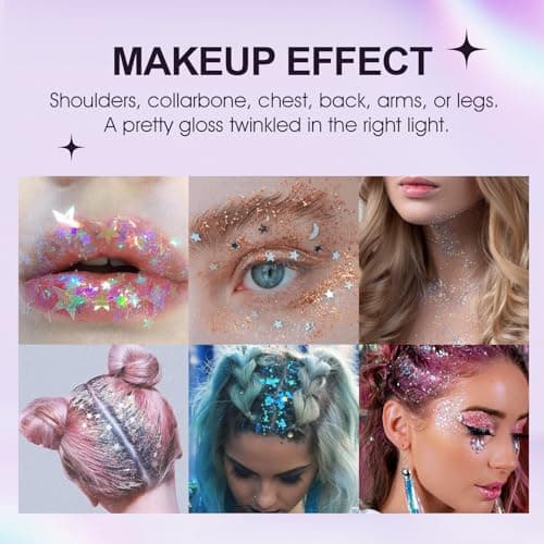 Miioto Glitter Fix Gel, 10ml Gel à Paillettes, Gel Paillettes Visage, Adhésif Cosmétique Paillettes avec Applicateur pour le Visage et le Corps, 2 Pièces