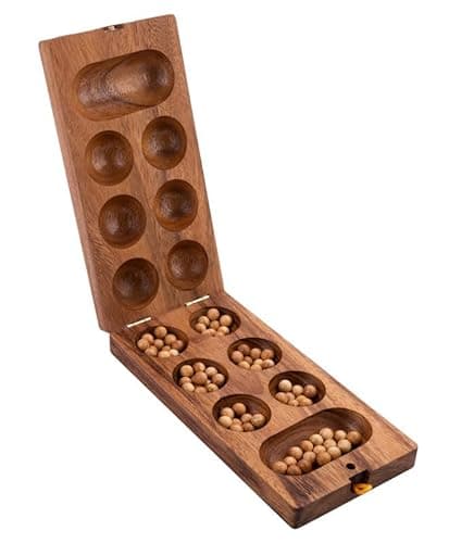 Engelhart- 350320 - Awalé en Bois – Jeu Africain – Jeu de société – Jeu en Bois – 2 Joueurs – Jeu écologique – 13,2 x 24,4 x 4,8 cm