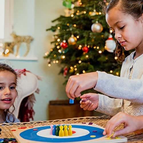 Toddmomy 32 Pièces Pièces De Jeu De Société Pièces D'échecs De Pion en Bois Multicolores Composants Marquages ​​De Table pour Jeux De Société Pièces De Table De Pion Assorties Pièces De