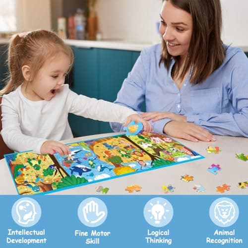 Jeu Magnétique Puzzle, Jouet Puzzle en Magnétique pour Enfants, Montessori Puzzle Enfant Quiet Book, Puzzle Animaux, Jeux de Puzzle pour Enfants, Jeux de Voyage Enfants à Partir de 3 4 5 Ans
