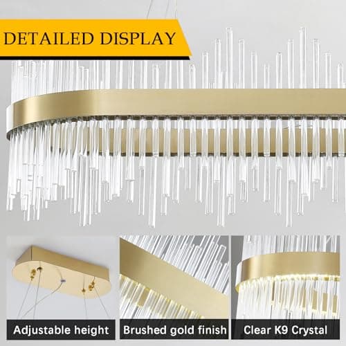 HvKvHvY Lustre en cristal moderne, lustre encastré LED doré, luminaire de plafond, lampe suspendue pour cuisine, salon, chambre à coucher, couloir, escalier
