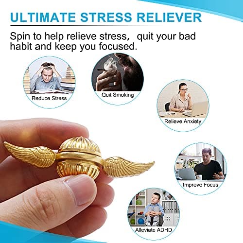 Golden Snitch Fidget Hand Spinner pour enfants et adultes - Cool Magic Wizardly World Orb Ball Finger Toys Fidgets - Meilleur cadeau pour l'anxiété sensorielle Soulagement du stress TDAH, jouets de