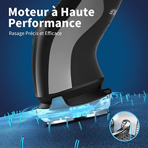 SweetLF [2024 New] Rasoir Electrique Hommes Wet & Dry (Plus 3 Lames+1 Chargeur Rapide) avec 4D Têtes Rotatives, Rasoir Rechargeable avec Ecran LED, Rasage IPX7 Etanche + Tondeuse Barbe - Noir