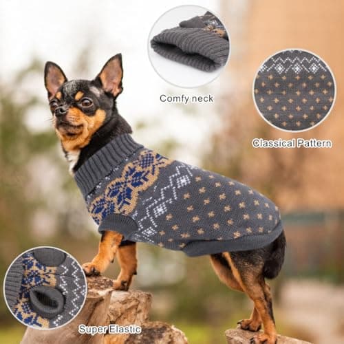 Idepet Chien Pet Pull, Hiver Chaud Chien Chat Cavaliers Vêtements, Confortable Manteau pour Animaux De Compagnie Costume Chiot Jumper Chaton Pull Vêtements pour Petits Chiens Moyens Grands Chats