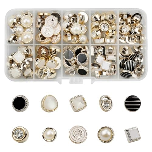Zfseyuh 100 Pièces Boutons Mercerie Perle Artificielle,avec Tige Boutons à Coudre Boutons Décoratifs pour Chemises Costumes Vestes Pulls 9.5mm-12mm