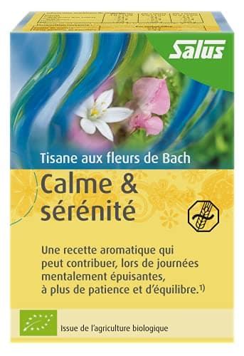 Salus Tisane Calme & Sérénité aux Fleurs de Bach AB - À Base de Mélisse, de Passiflore et d'Élixirs Floraux - Relaxation, Détente - 15 Sachets