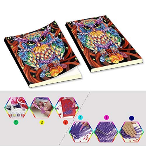 DCIDBEI Carnets A5 Peinture à Diamants Vierges avec Motif Chouette par Numéro A5 Carnet de Croquis Journal Secret Fille Cadeau d'anniversaire pour les Enfants Temps de Loisirs 50 Feuilles 120 Pages