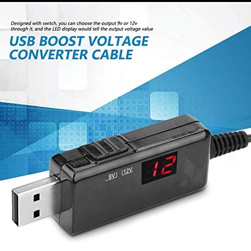 Estink USB Boost Voltage, USB to DC Boost Cable Router Step-up Voltage Converter Display 9V / 12V