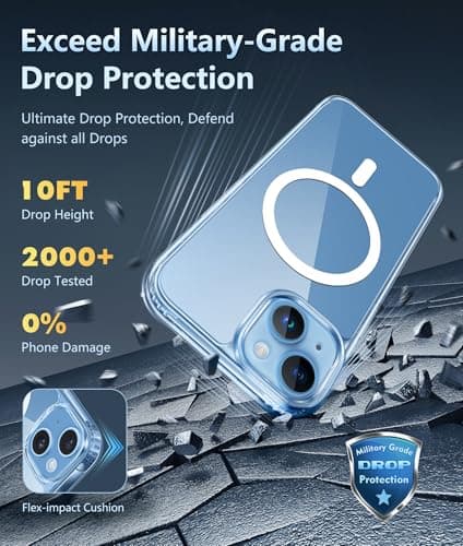 FNTCASE Coque pour iPhone 13 : iPhone 14 - Protection magnétique Militaire Contre Les Chutes - Anti-jaunissement - Coque de Protection Robuste et Durable résistante aux Chocs - 6,1"