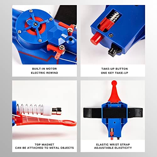 Lonyiabbi Web Shooter Lanceur de Corde à enroulement Automatique 9.4ft Recharge USB Prise de Vue électrique Cadeaux pour Enfants Jeu de rôle Super-héros (Noir)