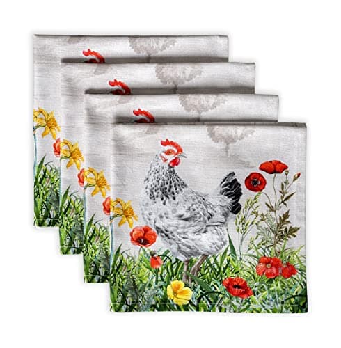 Maison d' Hermine Basse Cour Lot de 4 Serviettes Douces et douillettes 100% Coton Parfait pour Les dîners de Famille, Les Mariages, Les Cocktails, la Cuisine, Le Printemps/été (45cm x 45cm)