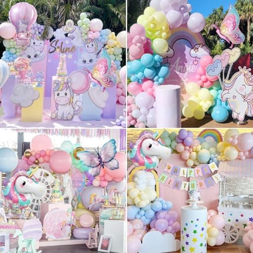 Ballon Licorne, Kit Deco Anniversaire Fille, Decoration Licorne Anniversaire, Géant Ballons Papillon, Anniversaire Licorne Princesse pour 1 2 3 4 5 6 7 8 9 ans Fille Enfants Decoration Anniversaire