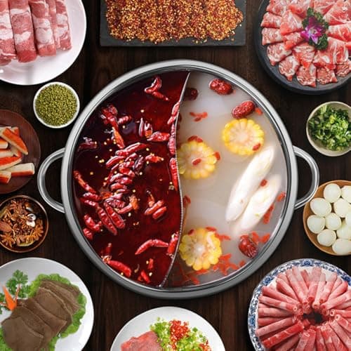 MAGICLULU 1 Pc marmite en acier inoxydable hot pot pot avec diviseur marmite chinoise fondue chinoise pot en acier inoxydable marmite à gaz batterie de cuisine électrique poêle