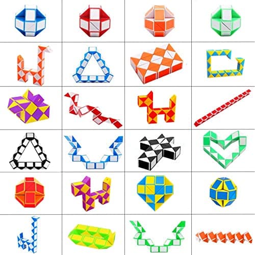 Uootach 12 pièces Serpent Magique, Jouet Pliant règle Magique Snake Puzzle, Twisted Wand Puzzle Série, Jouets intellectuels pour Enfants, pour Cadeaux d'anniversaire Enfants, Cadeaux de fête