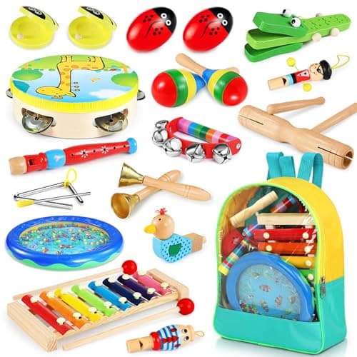 Jojoin 24PCS Instrument de Musique Enfant - Instrument de Musique Bebe avec Xylophone Tambour - Jouet Enfant Bebe 1 2 3 4 Ans - Jouets Musicaux pour Enfants - Cadeau Paques 2 3 4 Ans pour Fille Garçon