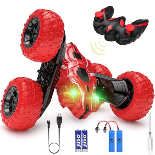 Voiture Télécommandée Enfant 4WD 360°Rotation Stunt Car Offroad RC Véhicule avec LED 2.4GHz RC Voiture Radiocommandee Teux pour Enfants de 6 ans, Cadeau Anniversaire, de Noël et de Nouvel An(Rose)