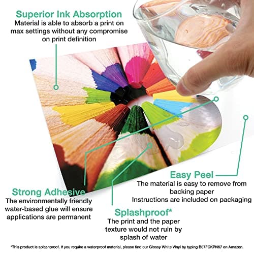 Evergreen Goods 50 Feuilles A4 Blanches Etiquettes Autocollantes Papier Pour L'impression De Photos Et D'images | Papier Stickers a Résistantes Aux éClaboussures Pour Imprimantes à Jet D'encre & Laser
