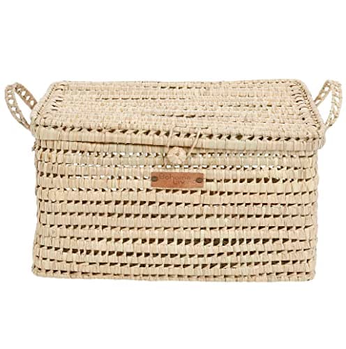 Bohome Living - Coffre et malle de rangement en osier tressé, Déco Bohème Chic (50cm)