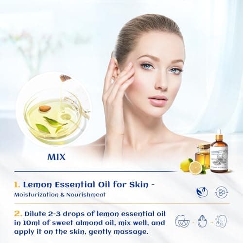 HIQILI 100ml Huile Essentielle Citron,100% Pure Naturelle pour Huile Essentielle, Ajoutée au Diffuseur, Spray