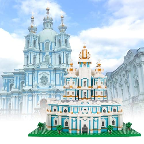 LULUFUN Ensemble de blocs de construction de la cathédrale Smolny, jouets de modèle d'architecture de renommée mondiale, kit de mini blocs pour les amateurs, cadeau pour adultes et enfants 3737 pièces