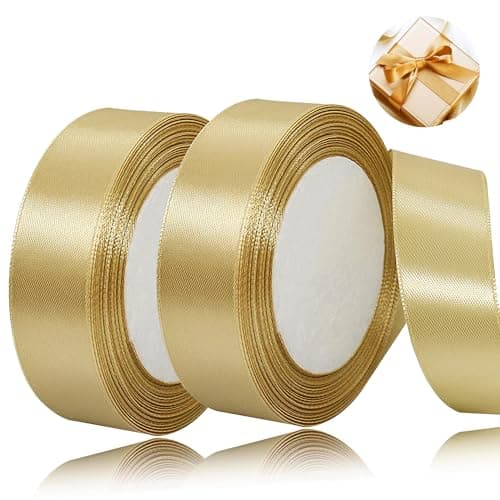 laeeyin Ruban de satin de 44 m de large - 20 mm de large - Ruban cadeau de mariage - Parfait pour les mariages, les anniversaires et les occasions festives (doré)